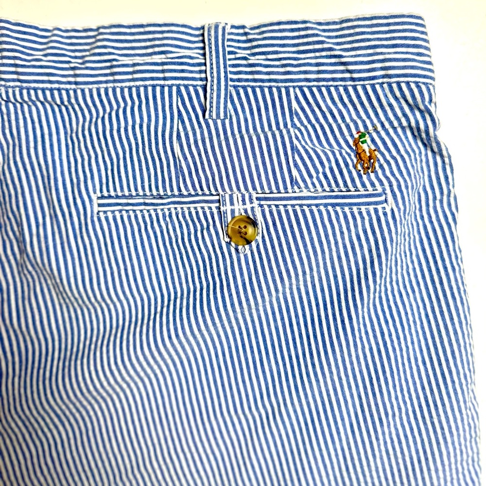 Ralph Lauren Twill Short | Spring Blue Stripe Seer Sucker Flat Front Easter
